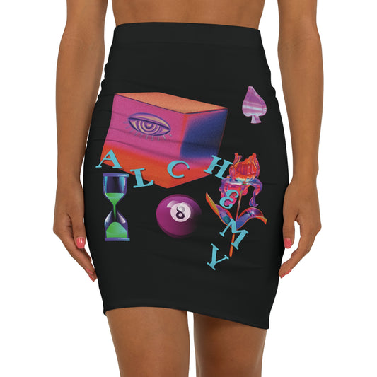 HC- “Alchemy” Women's Mid-Waist Pencil Skirt